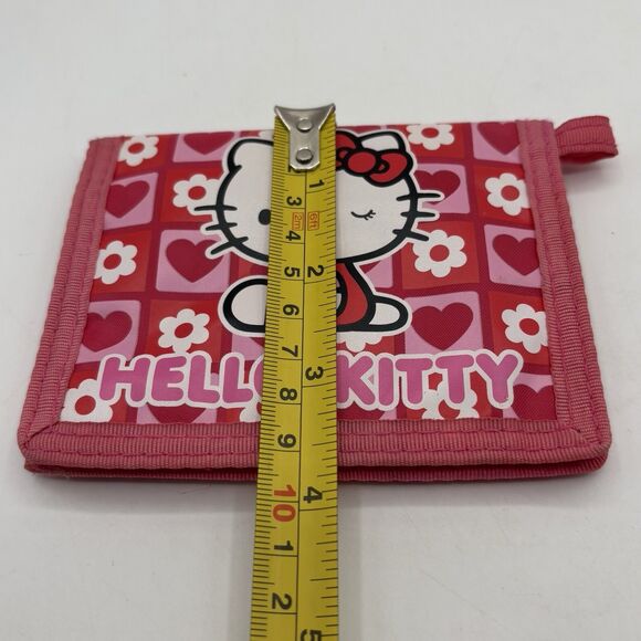 Sanrio Hello Kitty 2005 Pink Red Heart Daisy Flower Print Bifold Wallet Y2K VTG - Picture 12 of 12